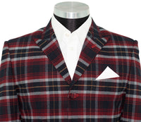 Weller Red and Navy Tartan Check 4 Button Mod Suit