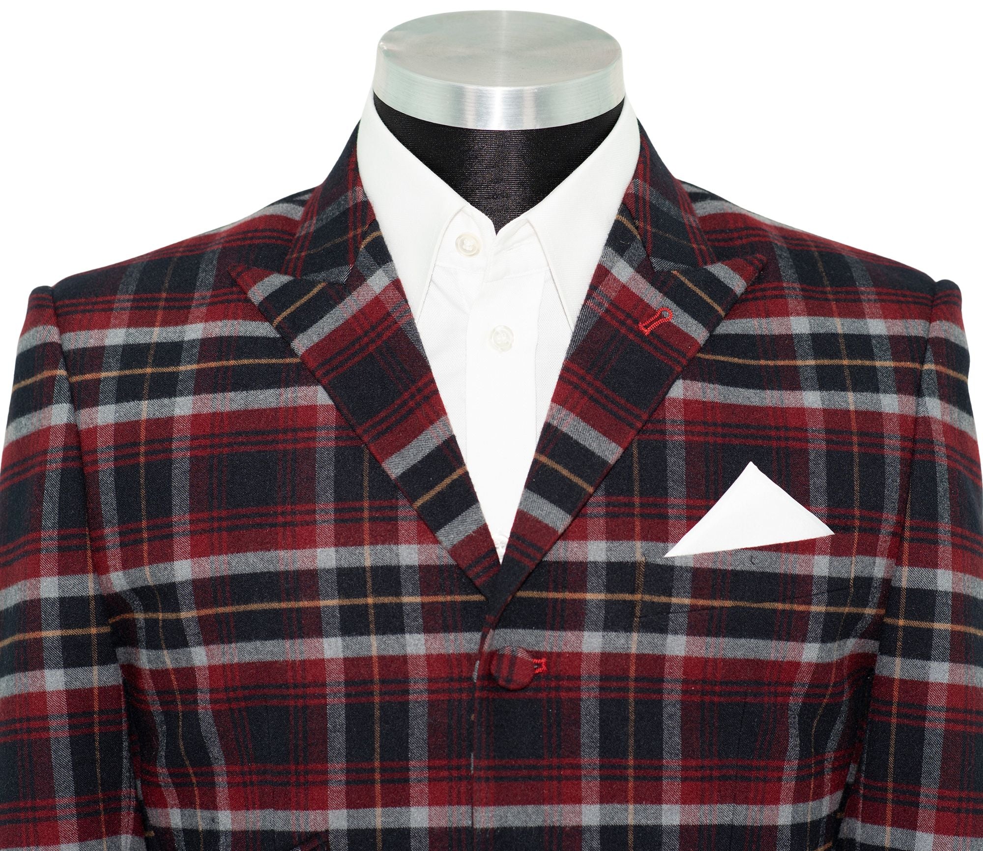 Weller Red and Navy Tartan Check 4 Button Mod Suit