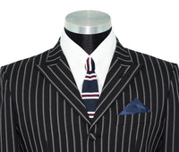 Weller White-Grey Stripe in Black Peak Lapel 4 Button Mod Suit