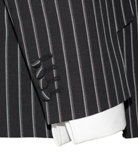 Weller White-Grey Stripe in Black Peak Lapel 4 Button Mod Suit