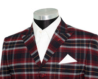 Weller Red and Navy Tartan Check 4 Button Mod Suit