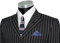 Weller White-Grey Stripe in Black Peak Lapel 4 Button Mod Suit