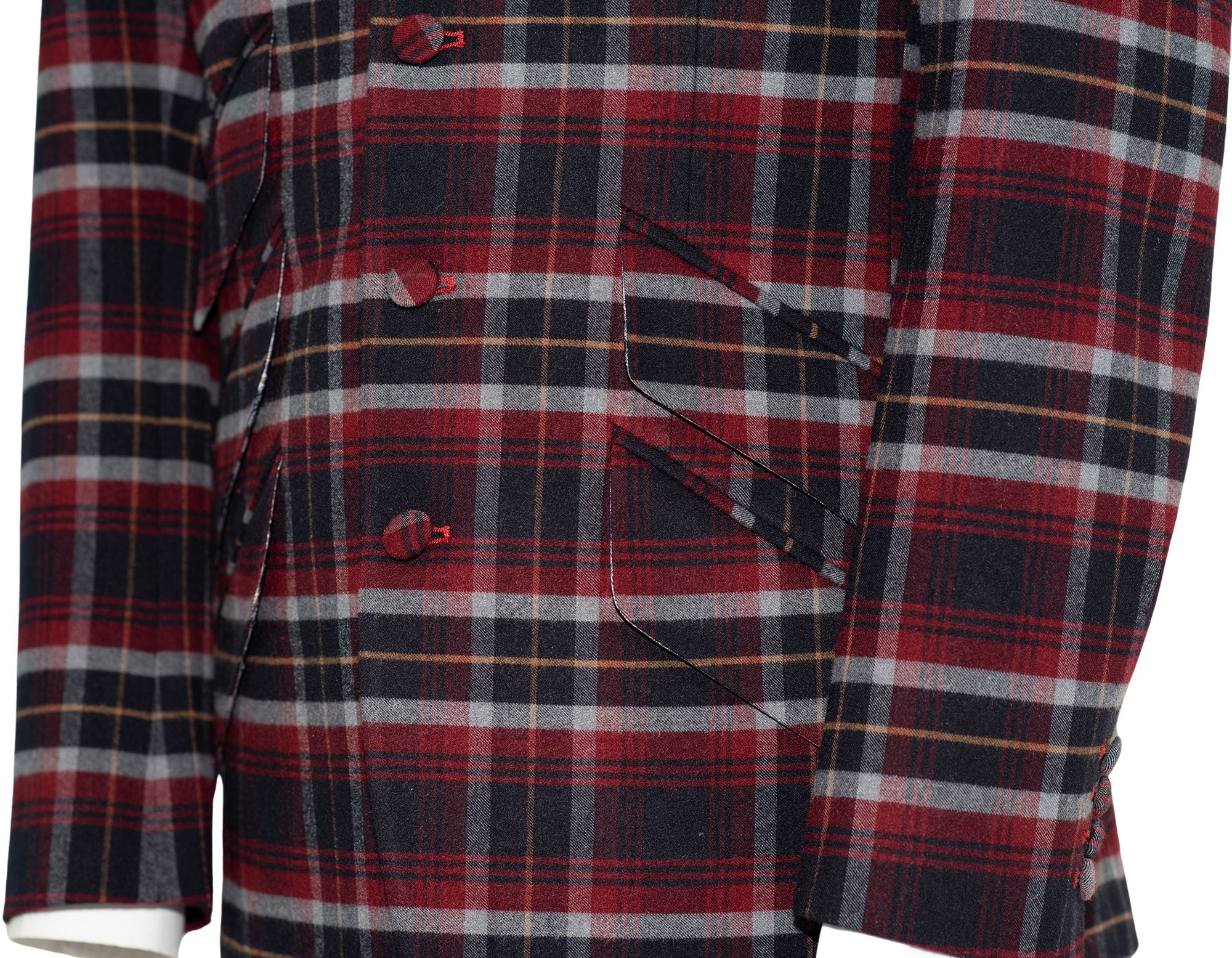 Weller Red and Navy Tartan Check 4 Button Mod Suit