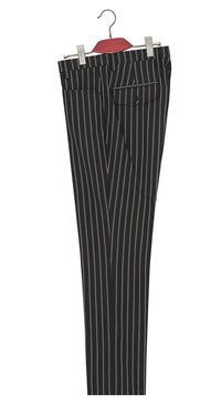 Weller White-Grey Stripe in Black Peak Lapel 4 Button Mod Suit