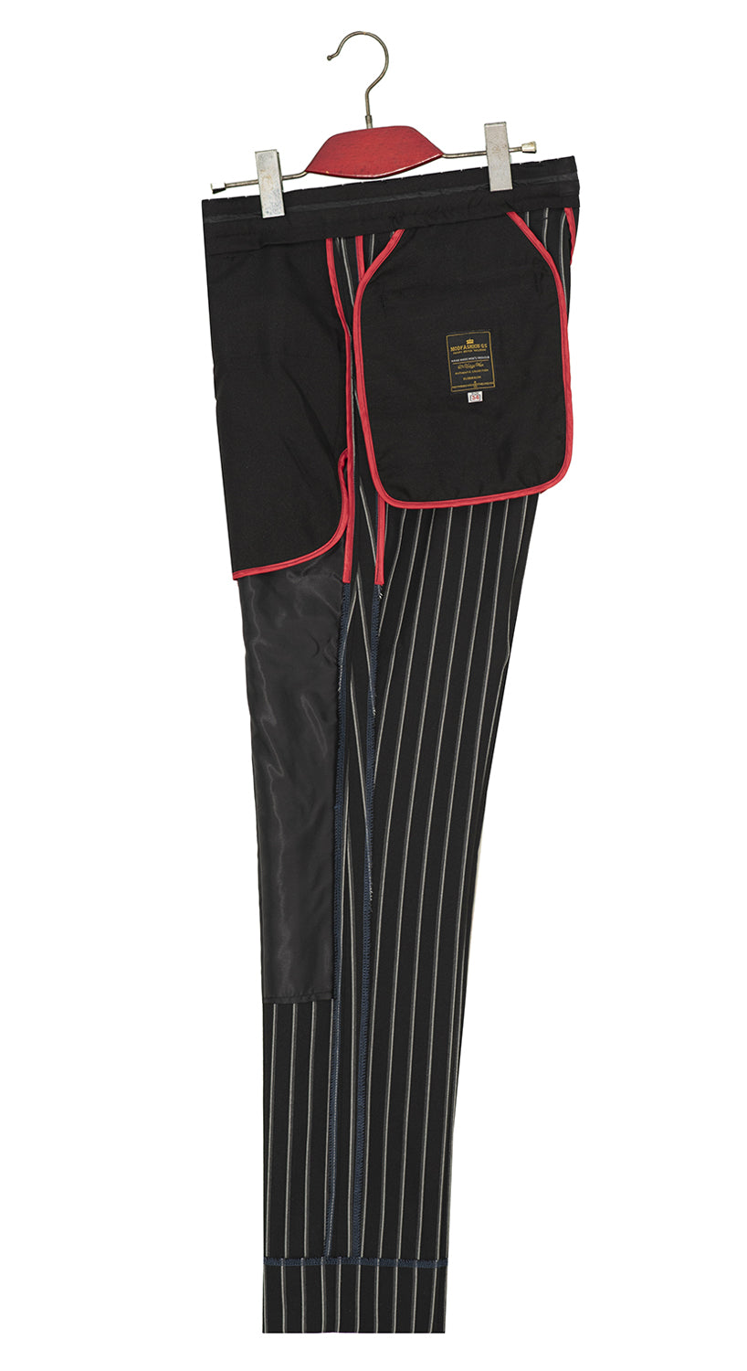 Weller White-Grey Stripe in Black Peak Lapel 4 Button Mod Suit