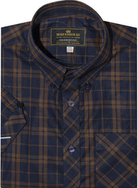 Button Down Dark Brown Check Mod Shirt