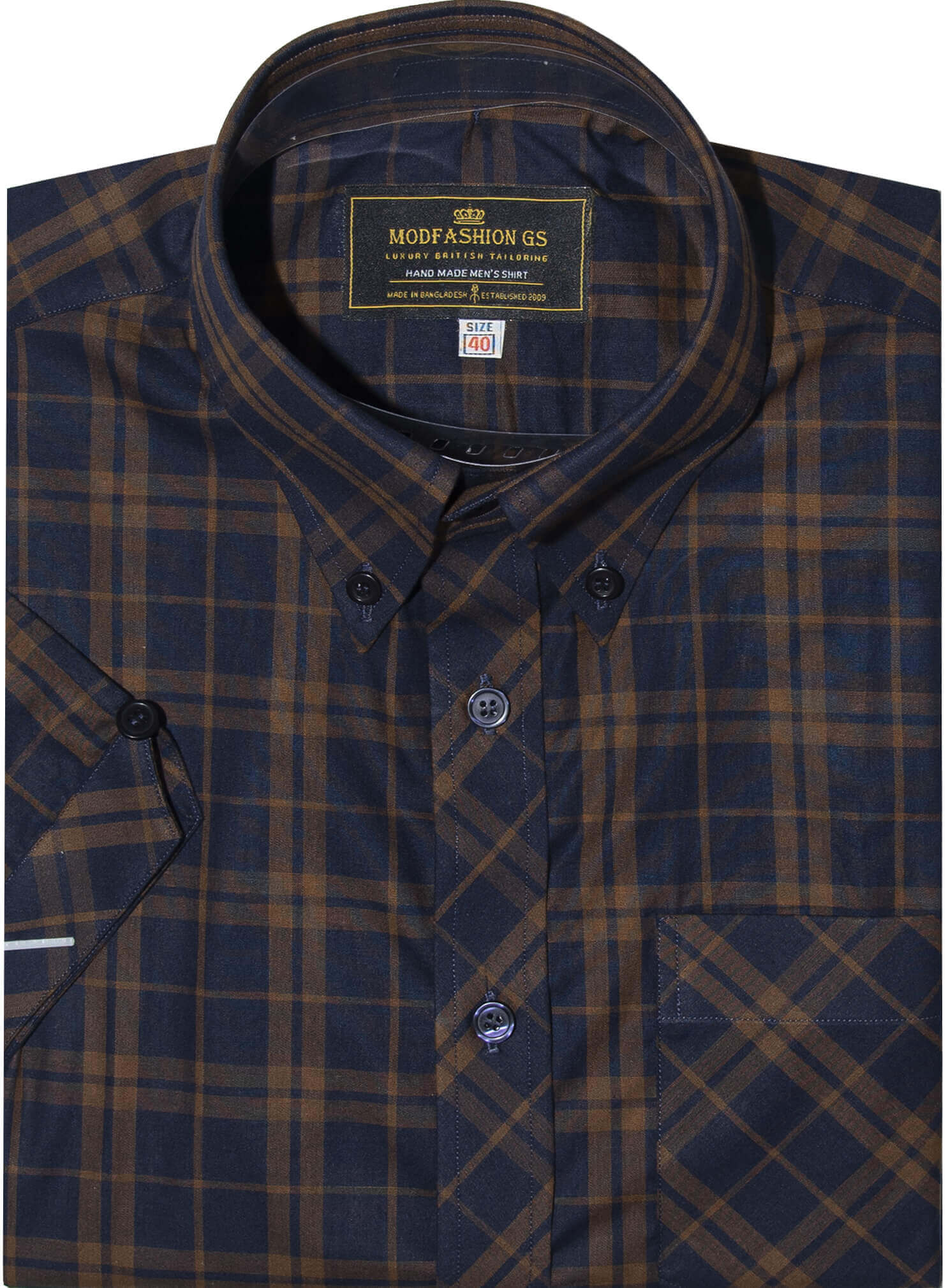 Button Down Dark Brown Check Mod Shirt