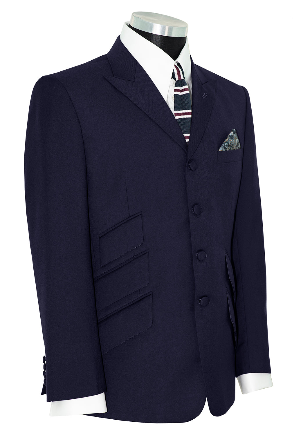 Paul Weller Peak Lapel 4 Button Navy Blue Mod Suit
