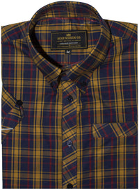 Button Down Yellow & Navy Blue Check Mod Shirt