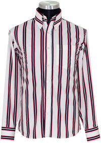 Classic 60's Style High Collar Men's Stripe Mod Shirt
