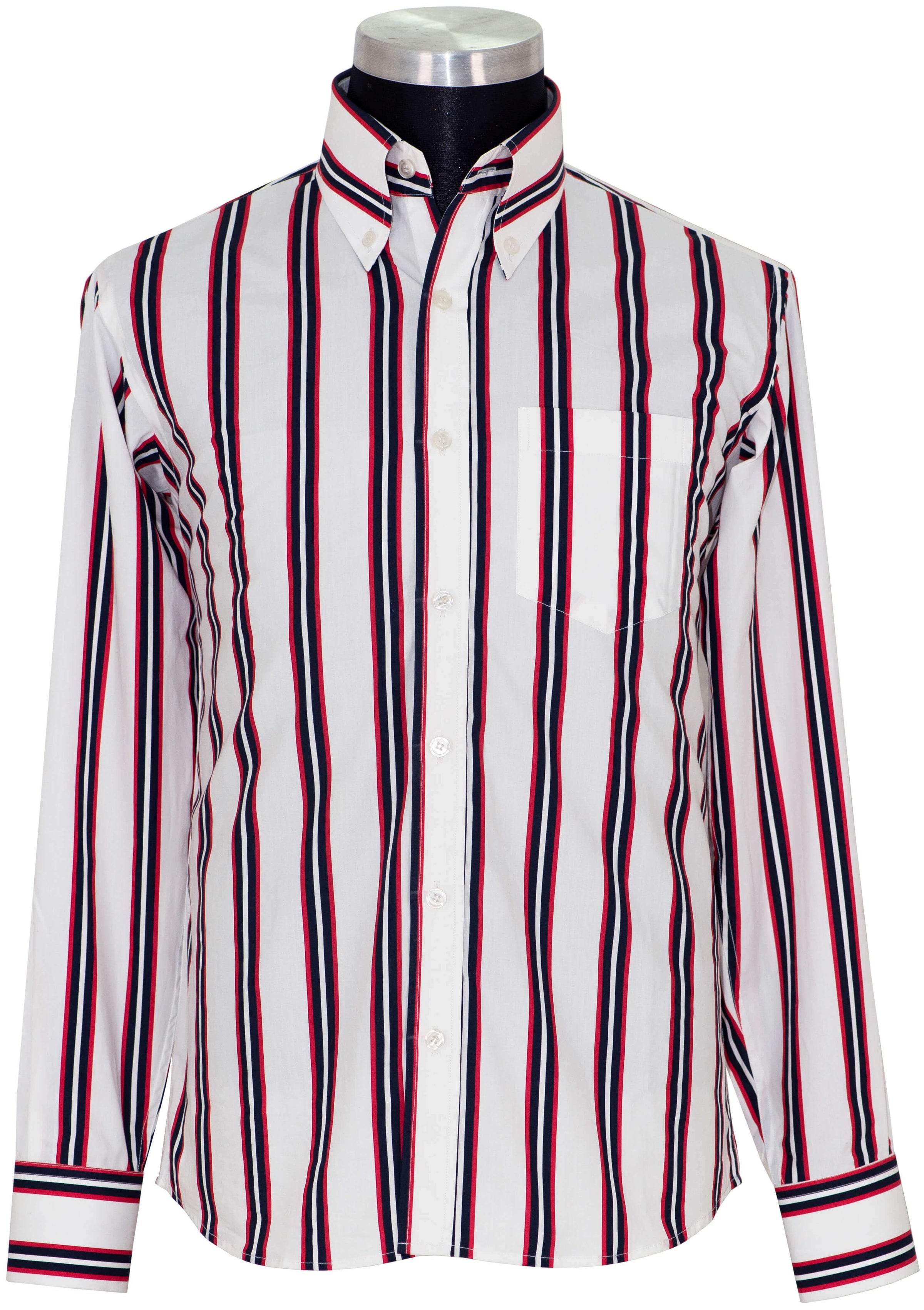 Classic 60's Style High Collar Men's Stripe Mod Shirt