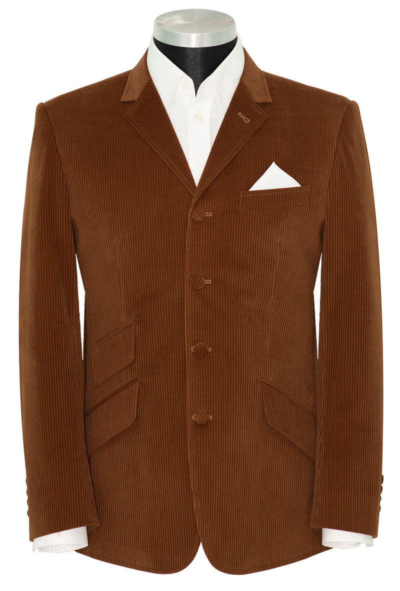 Brown Check Velvet Collar Button Mod Blazer 1960's Retro Mod