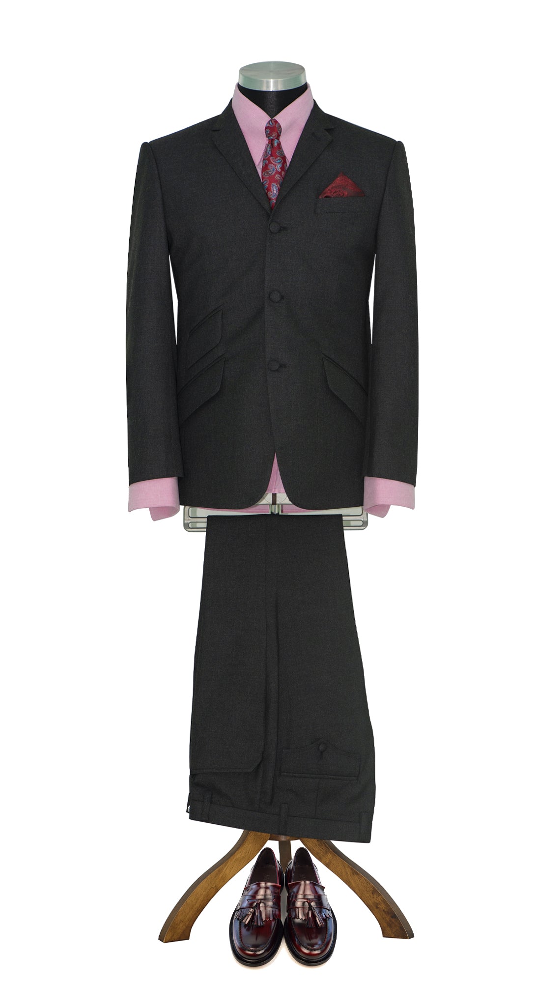 David Waller Cashmere Wool Charcoal Suit 1960's