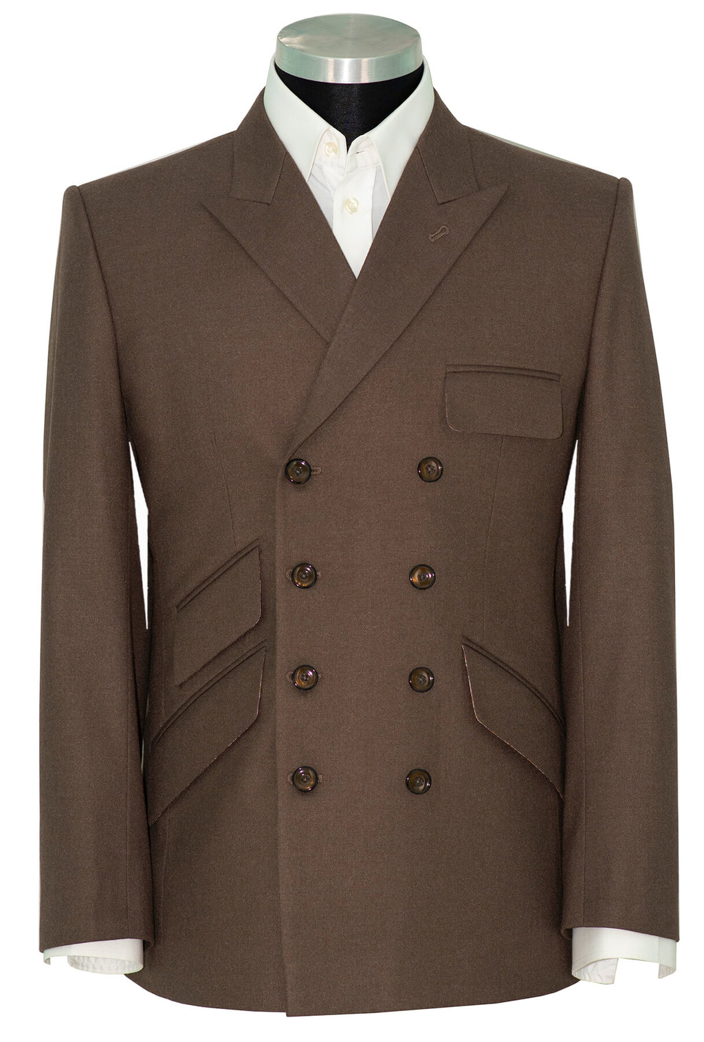 Chocolate Brown Peak Lapel Double Breasted Mod Blazer | 1960's Retro ...