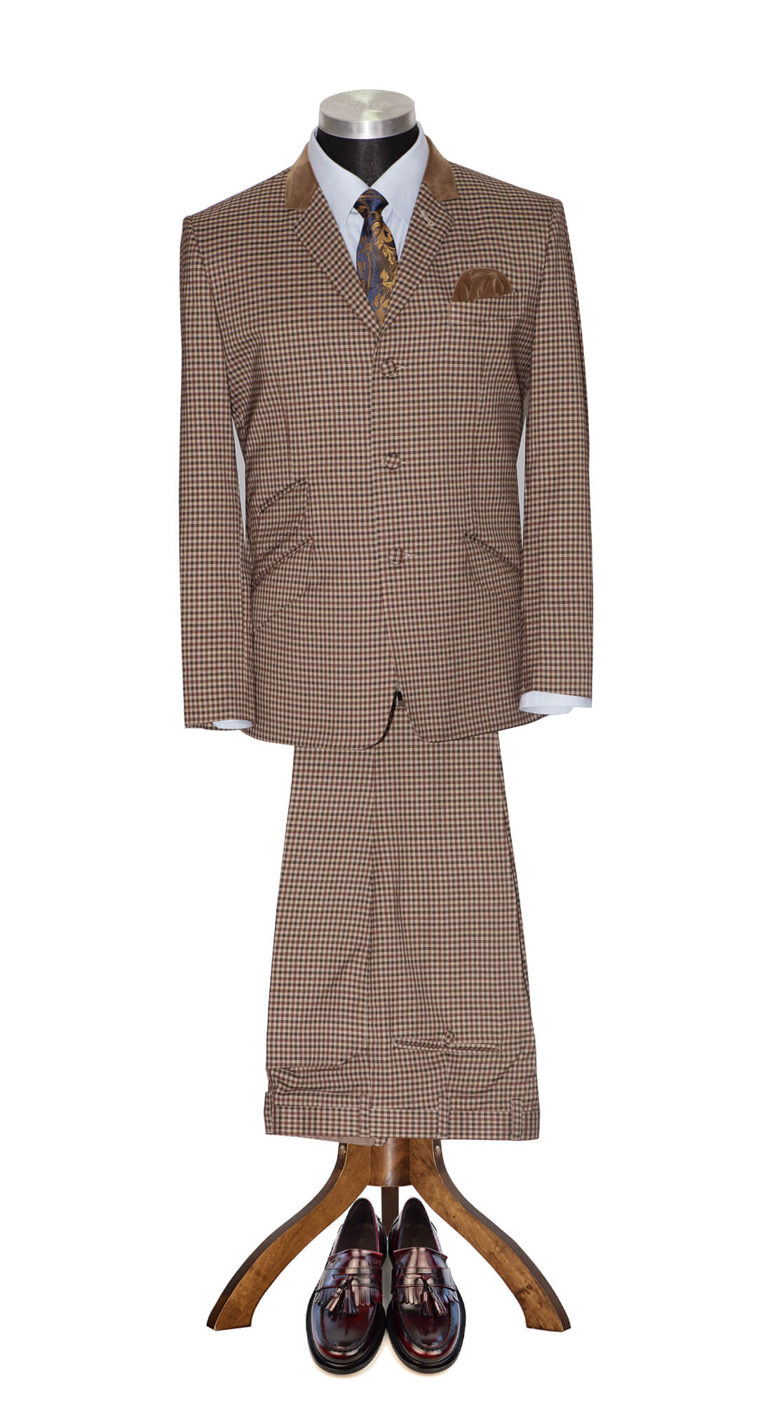 Jim Rodford Brown Gingham Check Mod Suit