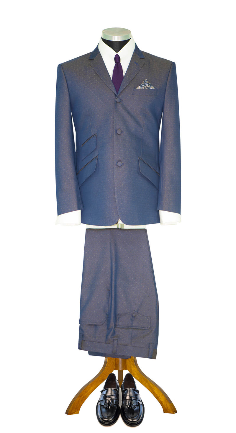 golden blue two tone tonic suit