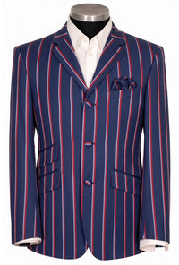 Weller 60's Style Grey Burgundy Stripe in Navy Boating Blazer