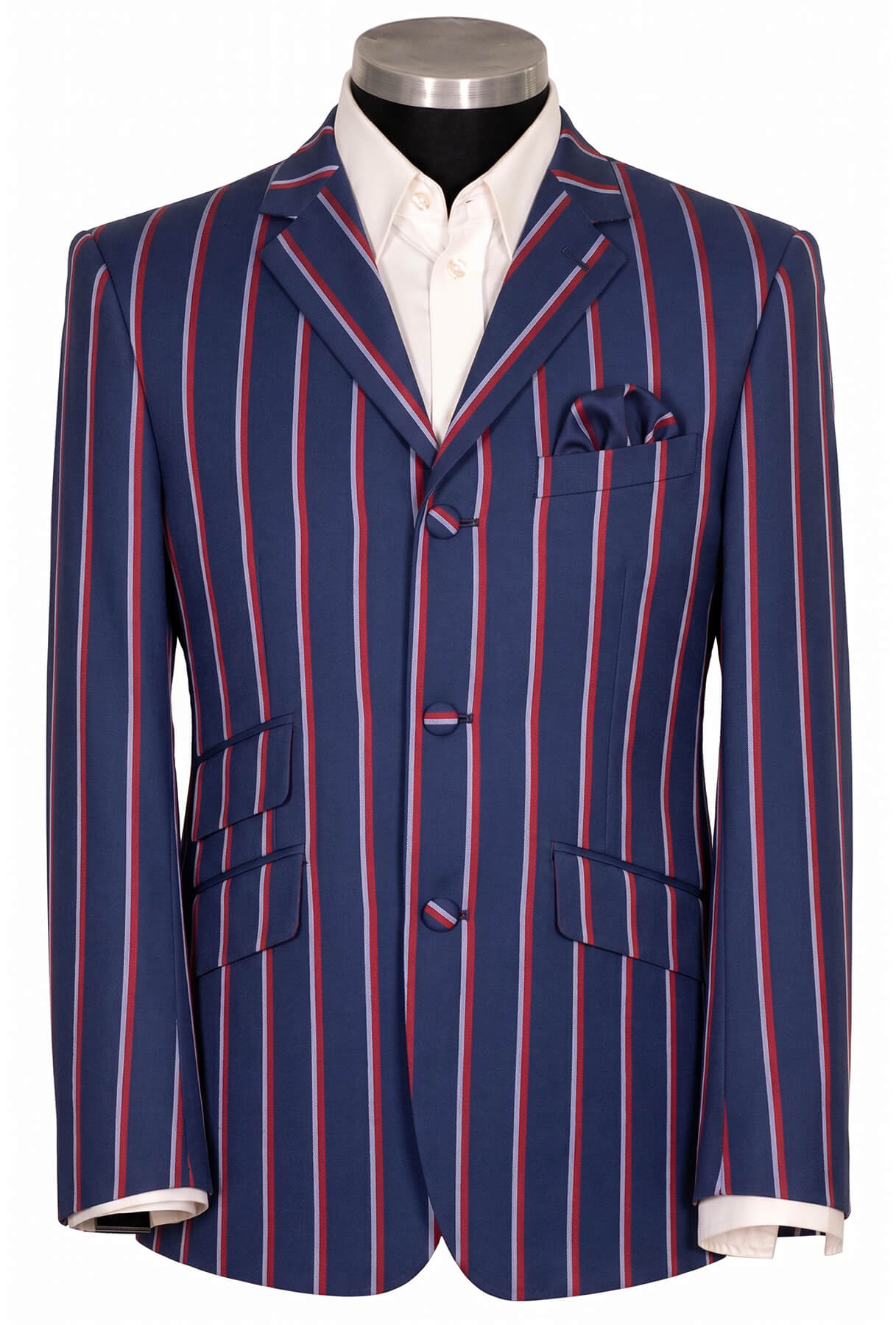 Weller 60's Style Grey Burgundy Stripe in Navy Boating Blazer