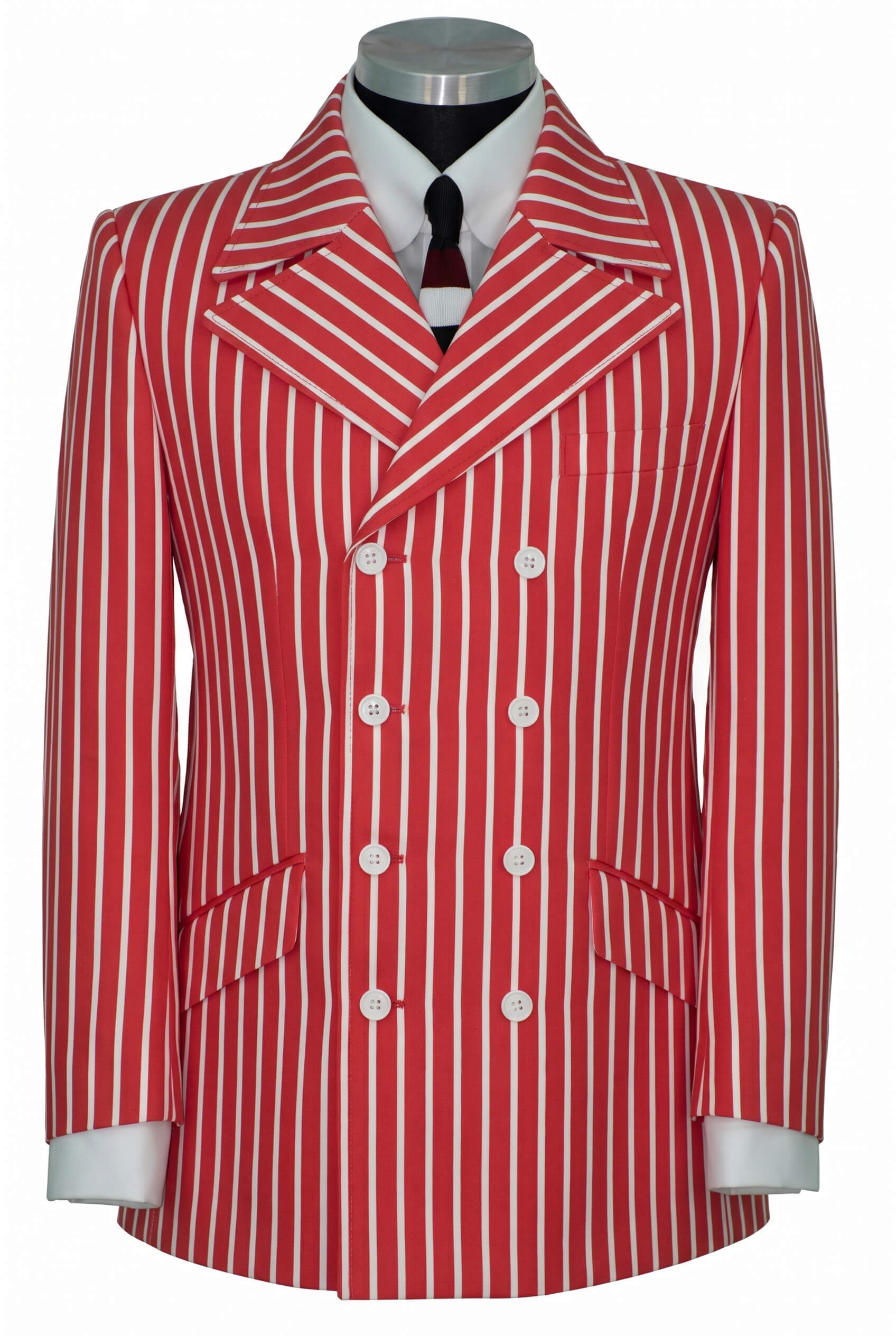 The Kinks  White Stripe in Red 4/8 Double Breasted Mod Blazer