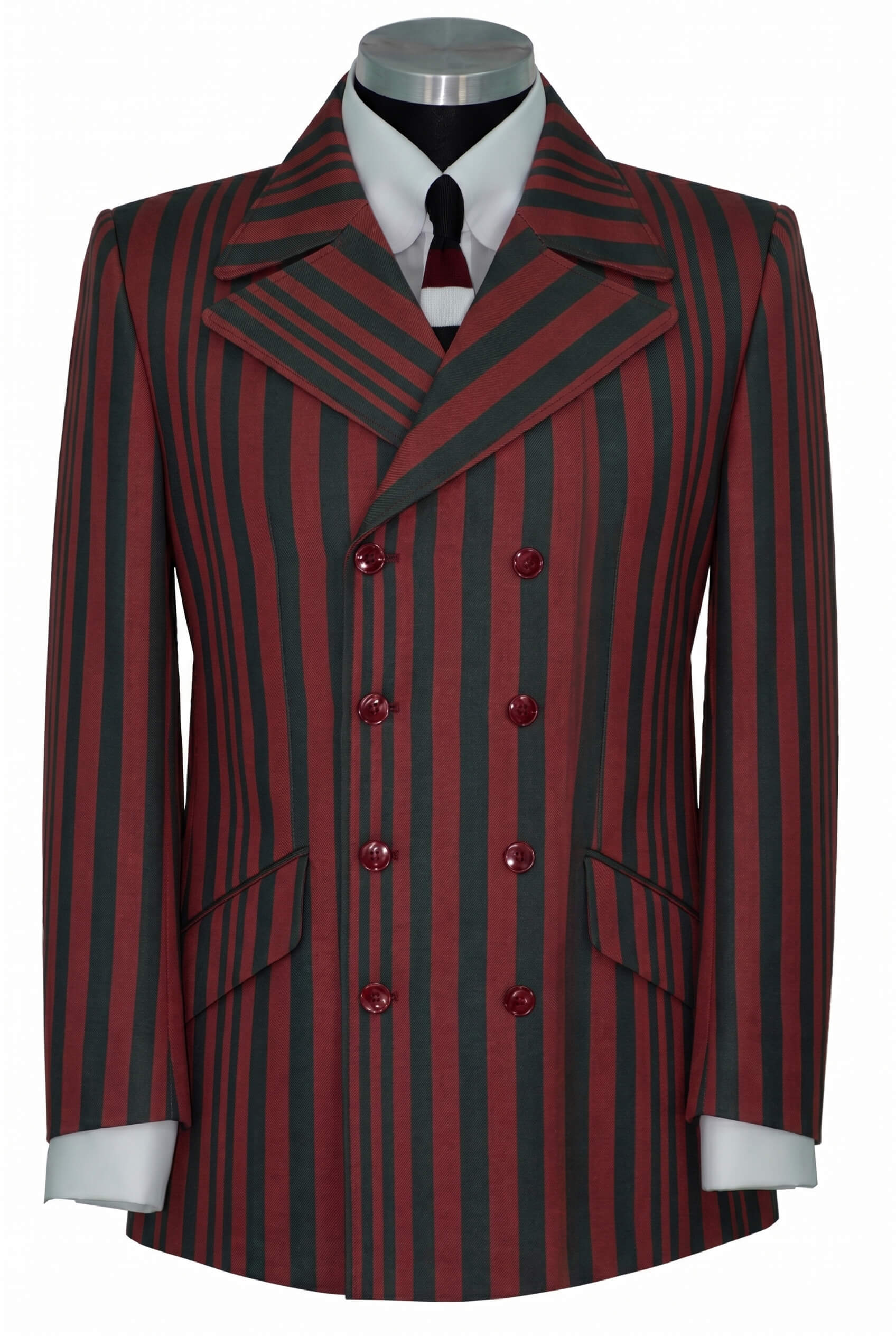 The Kinks Grey Stripe in Burgundy 4/8 Double Breasted Mod Blazer