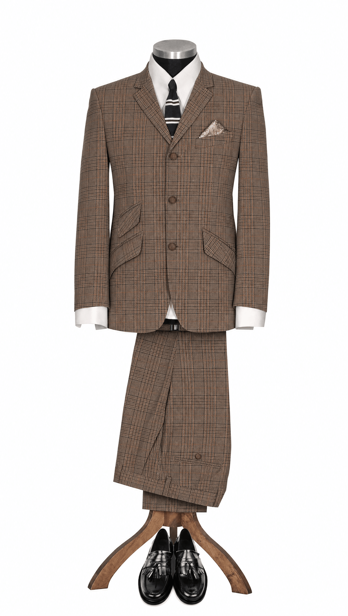 Weller Light Brown Prince of Wales 2 Piece Suit for Men