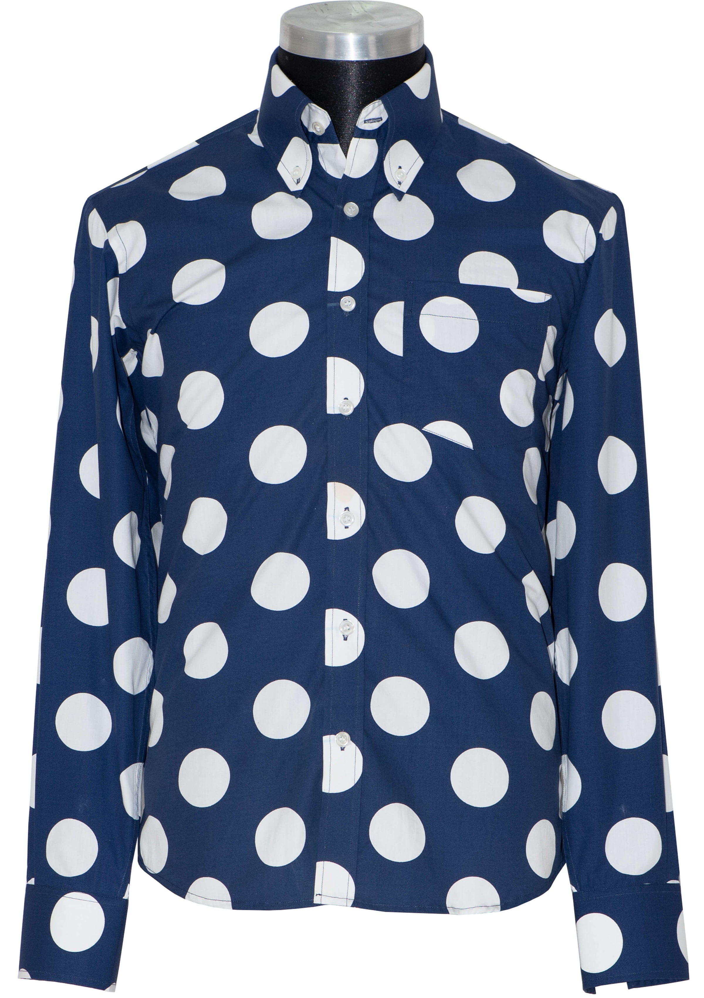 Navy Blue Polka Dot Mod Shirt