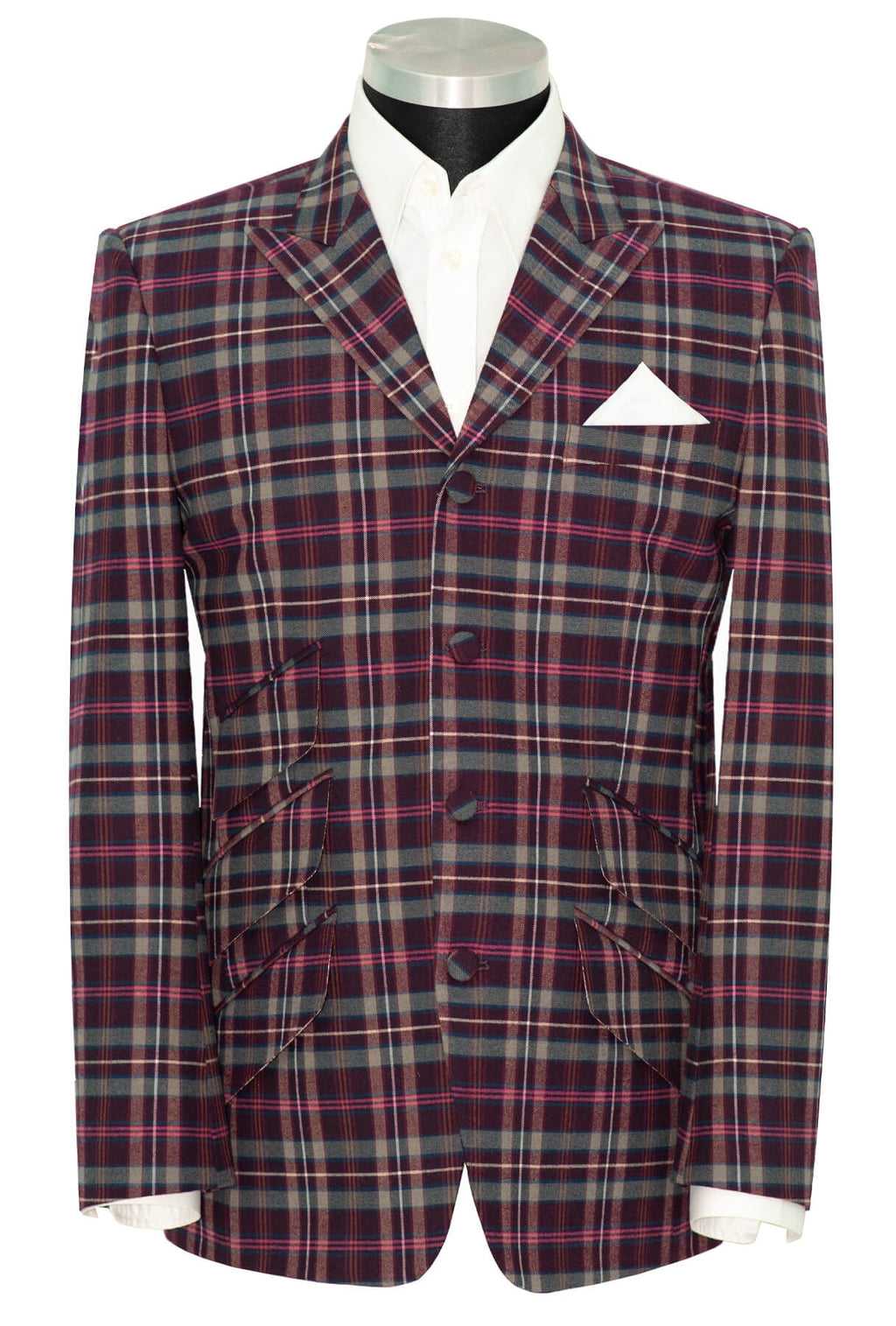 Multicolor Tartan Check 4 Button Mod Blazer | 1960's Retro Mod Clothing ...