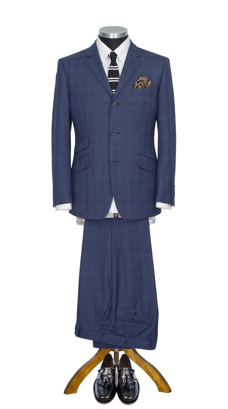 Weller Navy Check Prince of Wales 2 Piece Suit for Men