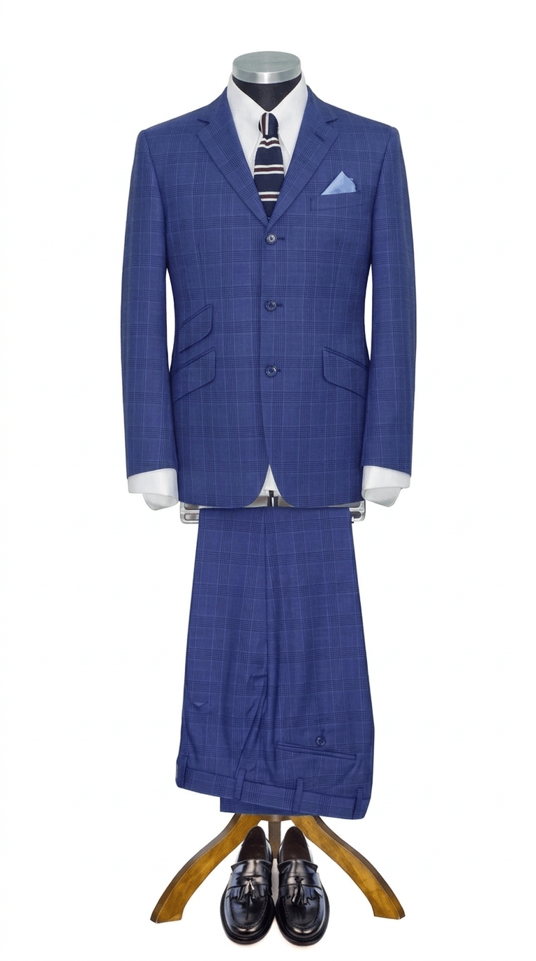 Weller Royal Blue Prince of Wales 2 Piece Suit for Men
