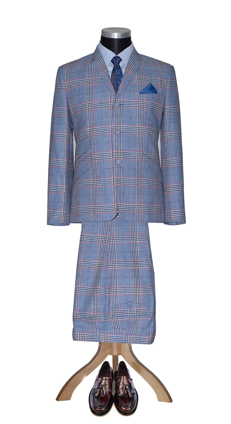 Barry Whitham 1960's Prince of Wales Linen Sky Mod Suit