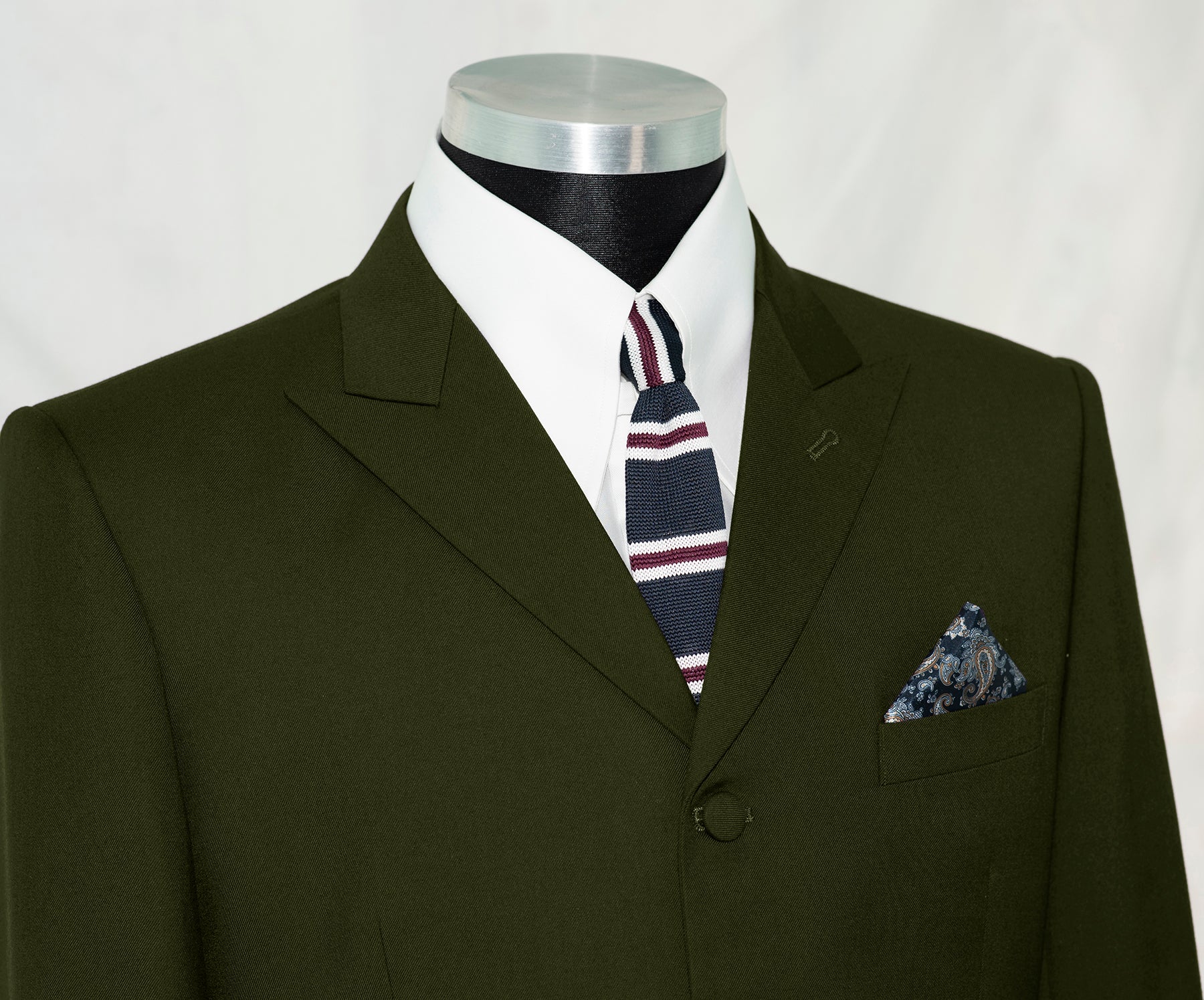 Paul Weller Peak Lapel 4 Button Olive Mod Suit