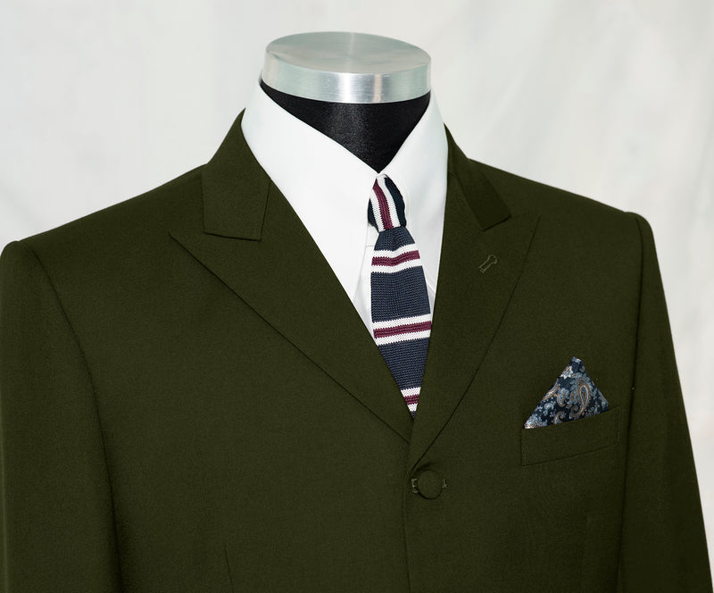 Paul Weller Peak Lapel 4 Button Olive Mod Suit