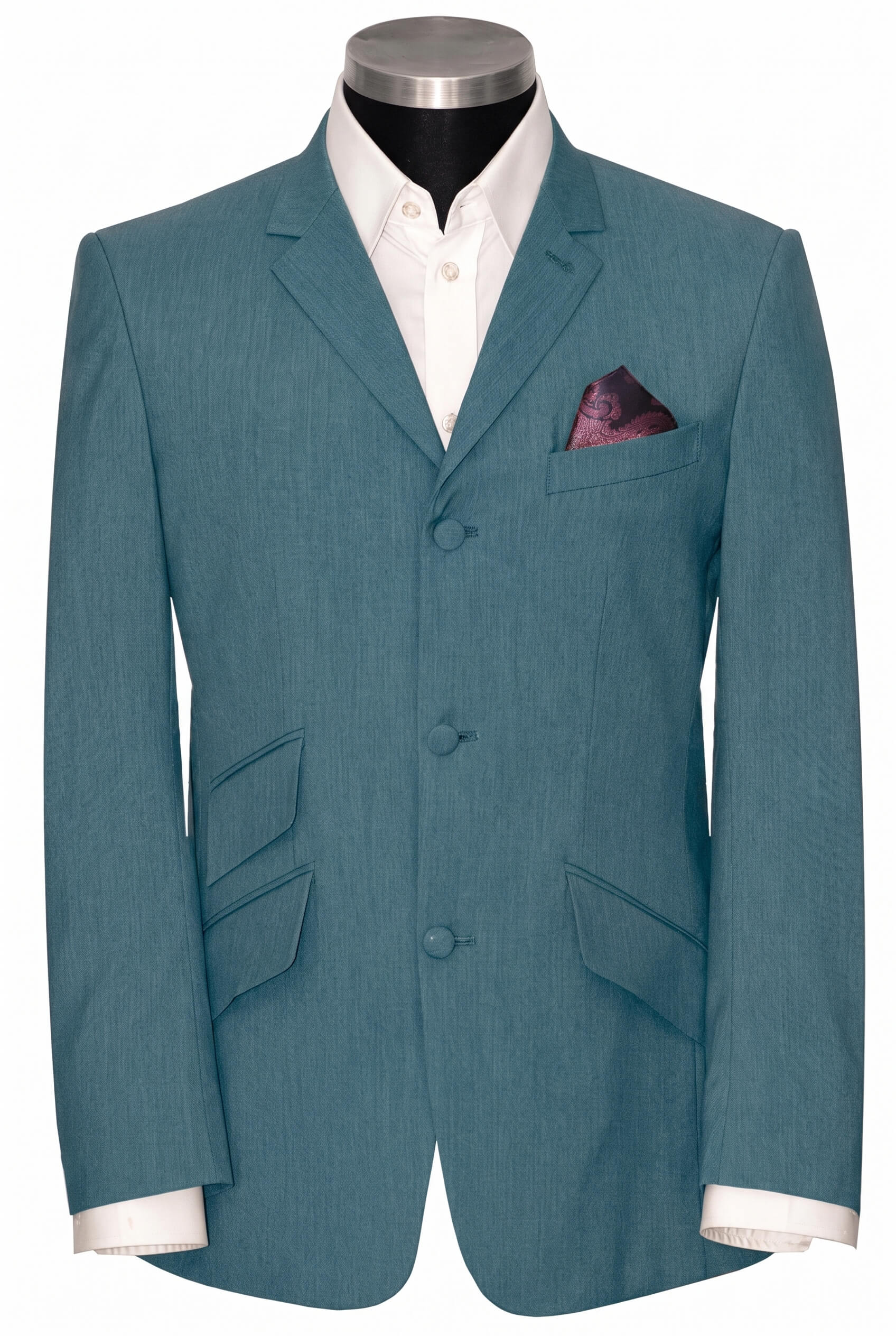 100% wool blend Mike Smith Sea green & navy  2 tone Blazer 1960's