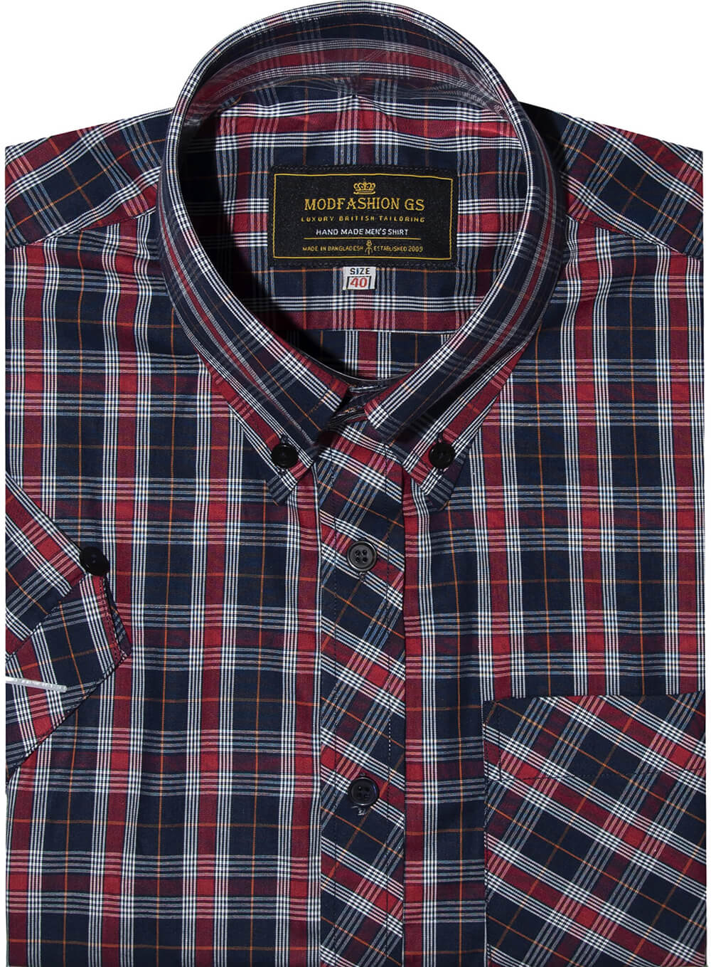 Button Down Red & Navy Check Mod Shirt