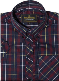 Button Down Maroon Check Men's Mod Shirt