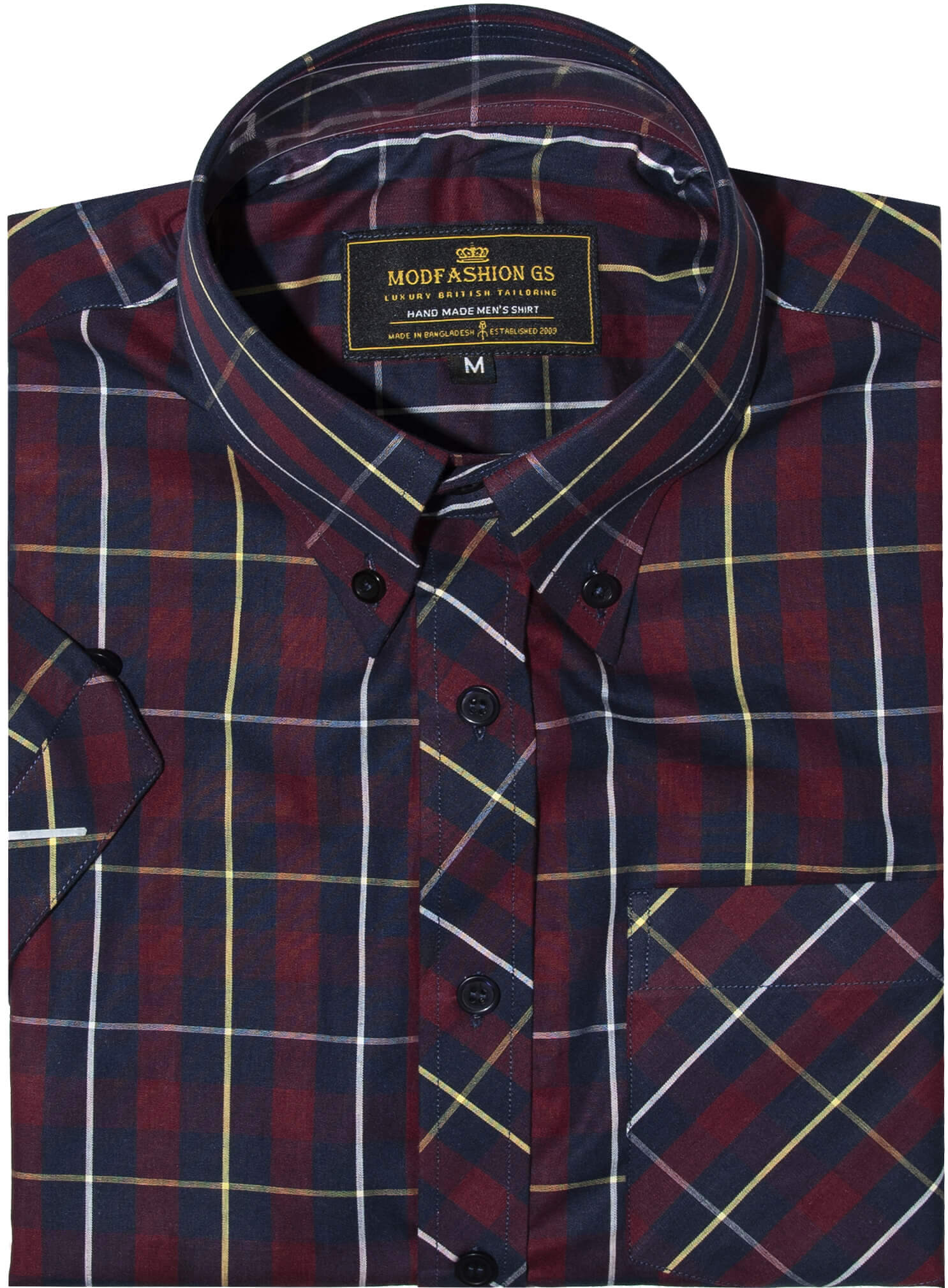 Button Down Maroon Check Men's Mod Shirt