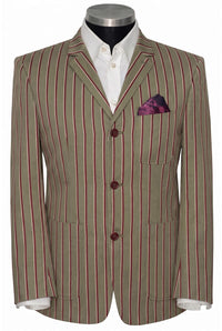 Weller Patch Pocket White Burgundy Stripe in Brown Boating Blazer