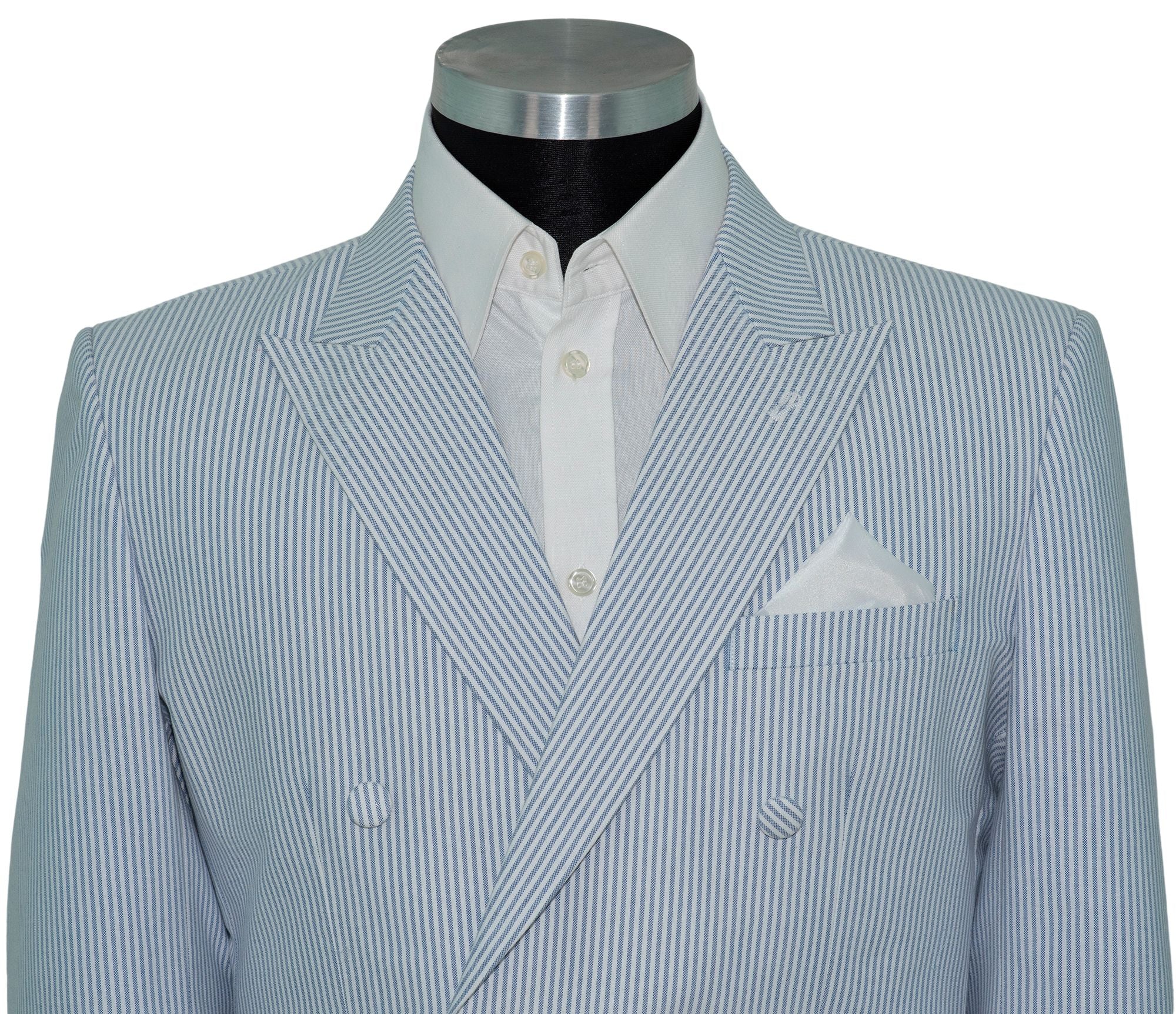 SALE Weller Sky Stripe Double Breasted 3/6 Button Mod Suit (40 Regular, Trouser 34, I.L.30)