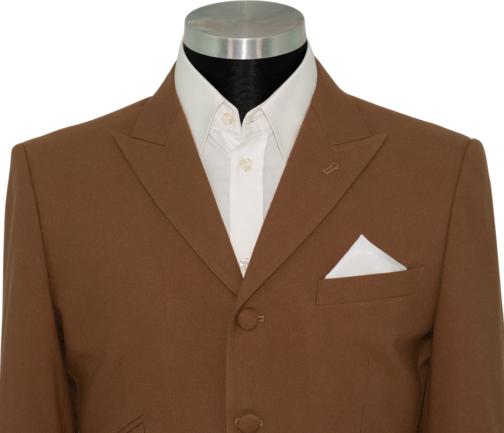 Weller Wood Brown Peak Lapel 4 Button Mod Suit