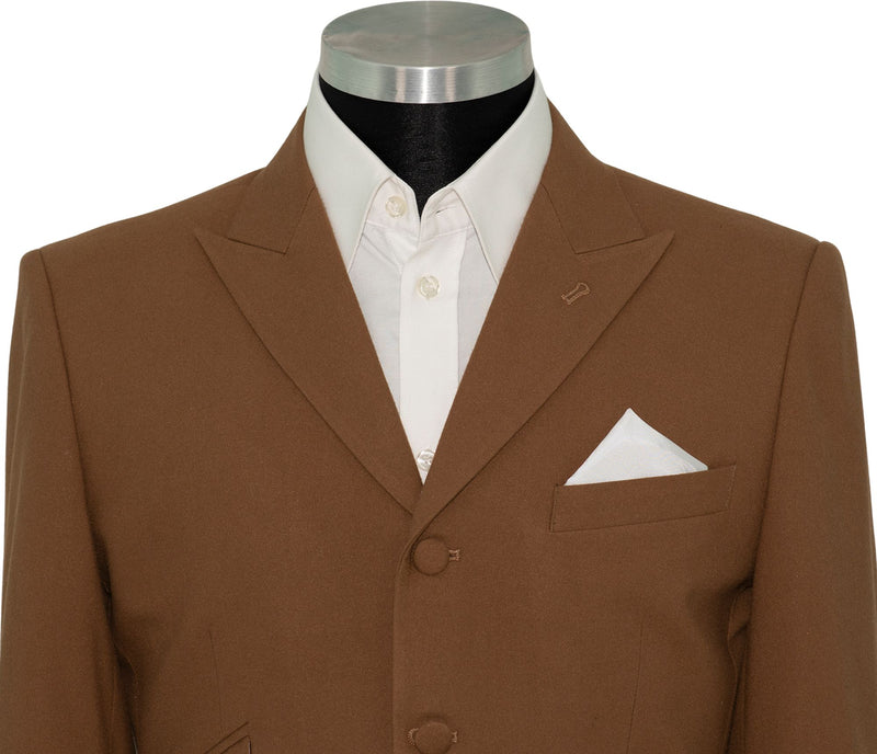 Weller Wood Brown Peak Lapel 4 Button Mod Suit