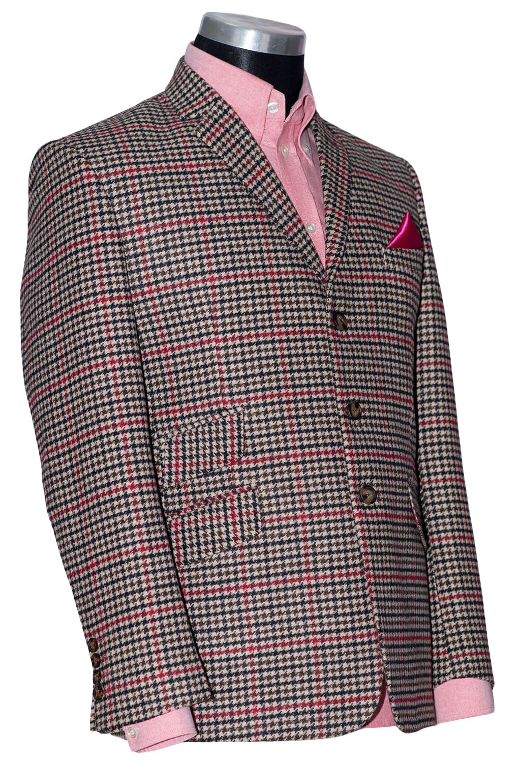 Robert Hardy Tweed Classic Brown Dogtooth Mod Jacket