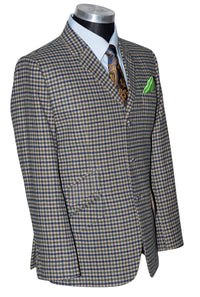 Ian Gibbons Green Gingham Check Wool Suit