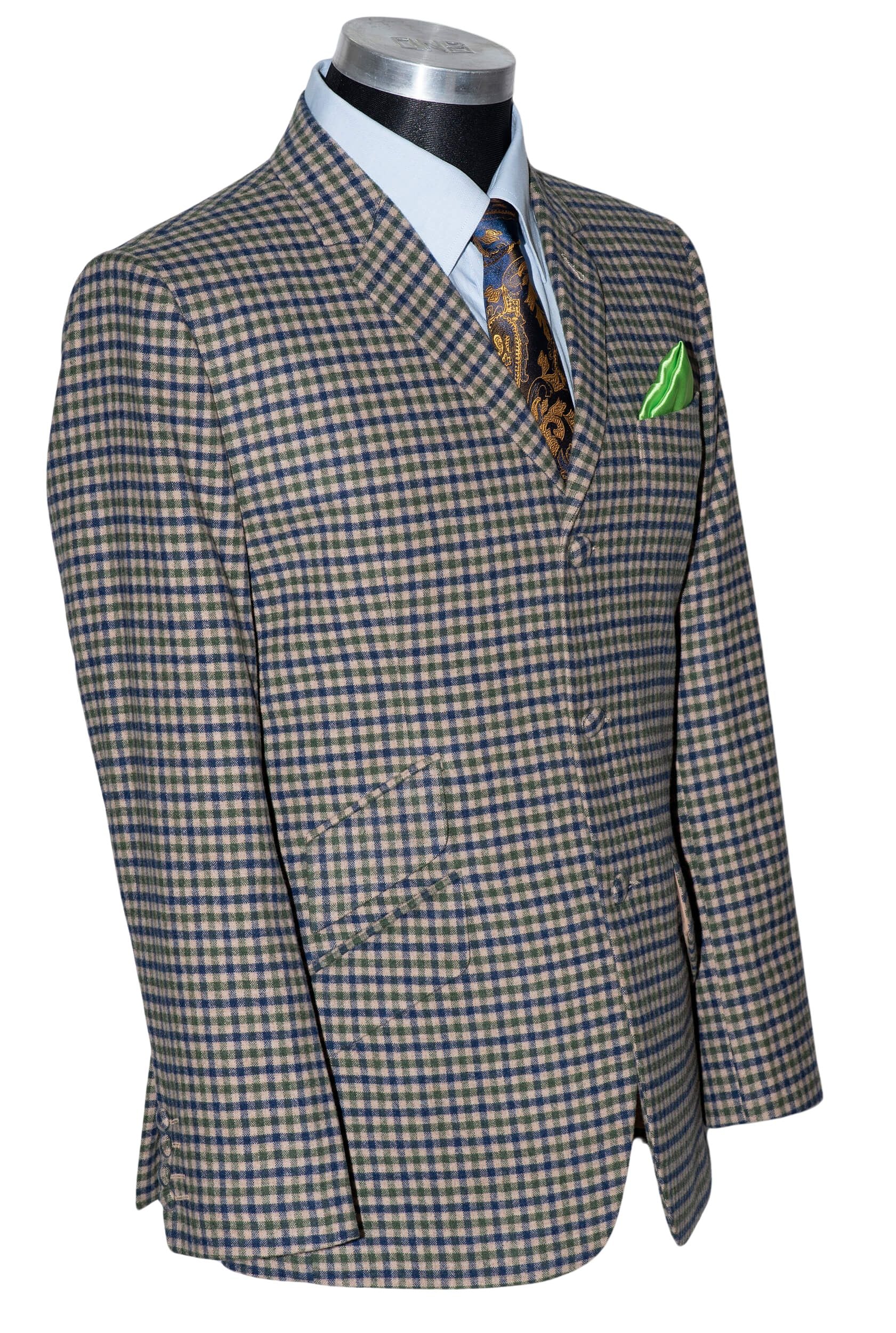 Ian Gibbons Green Gingham Check Wool Suit