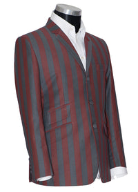Retro 60's Burgundy & Grey Striped Boating Mod Blazer