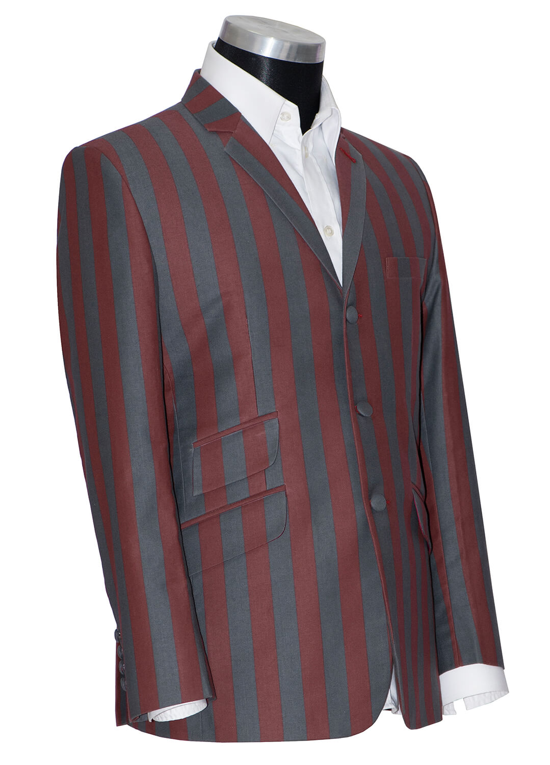 Retro 60's Burgundy & Grey Striped Boating Mod Blazer