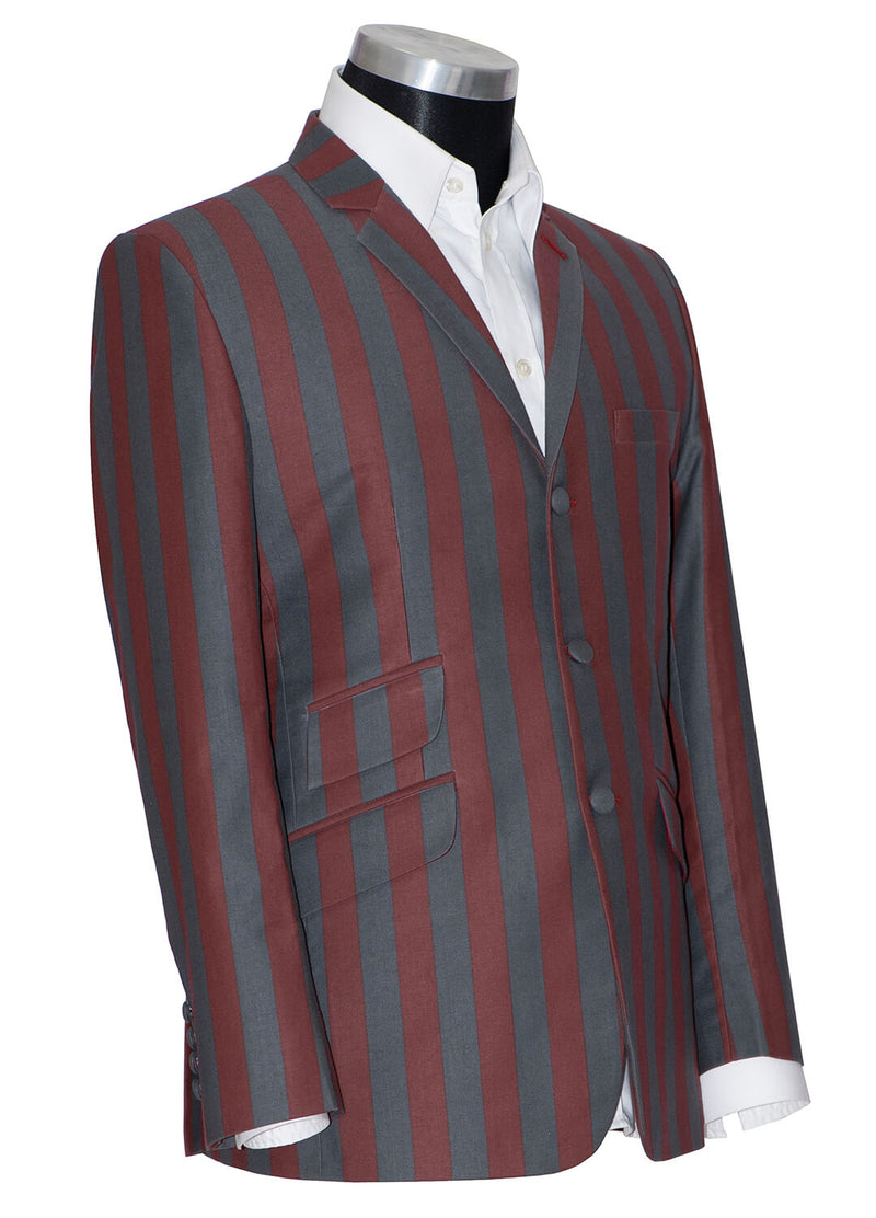 Retro 60's Burgundy & Grey Striped Boating Mod Blazer