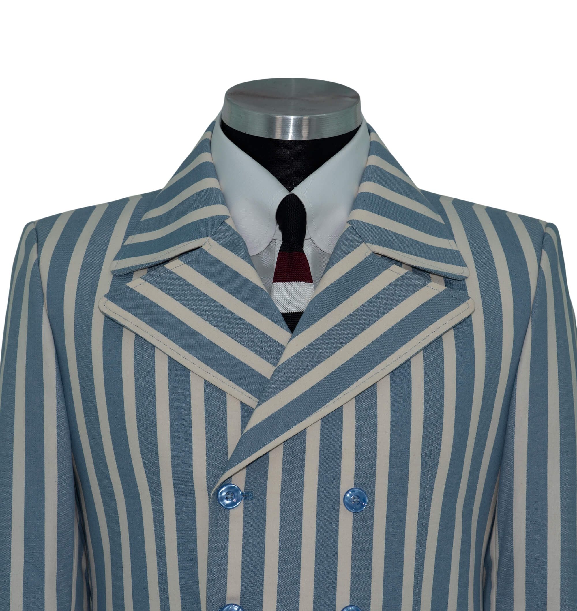 The Kinks Sky & White Stripe Double Breasted Mod Blazer