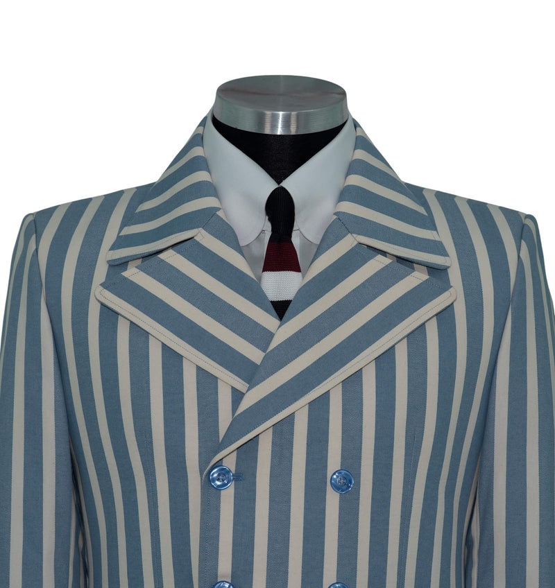 The Kinks Sky & White Stripe Double Breasted Mod Blazer
