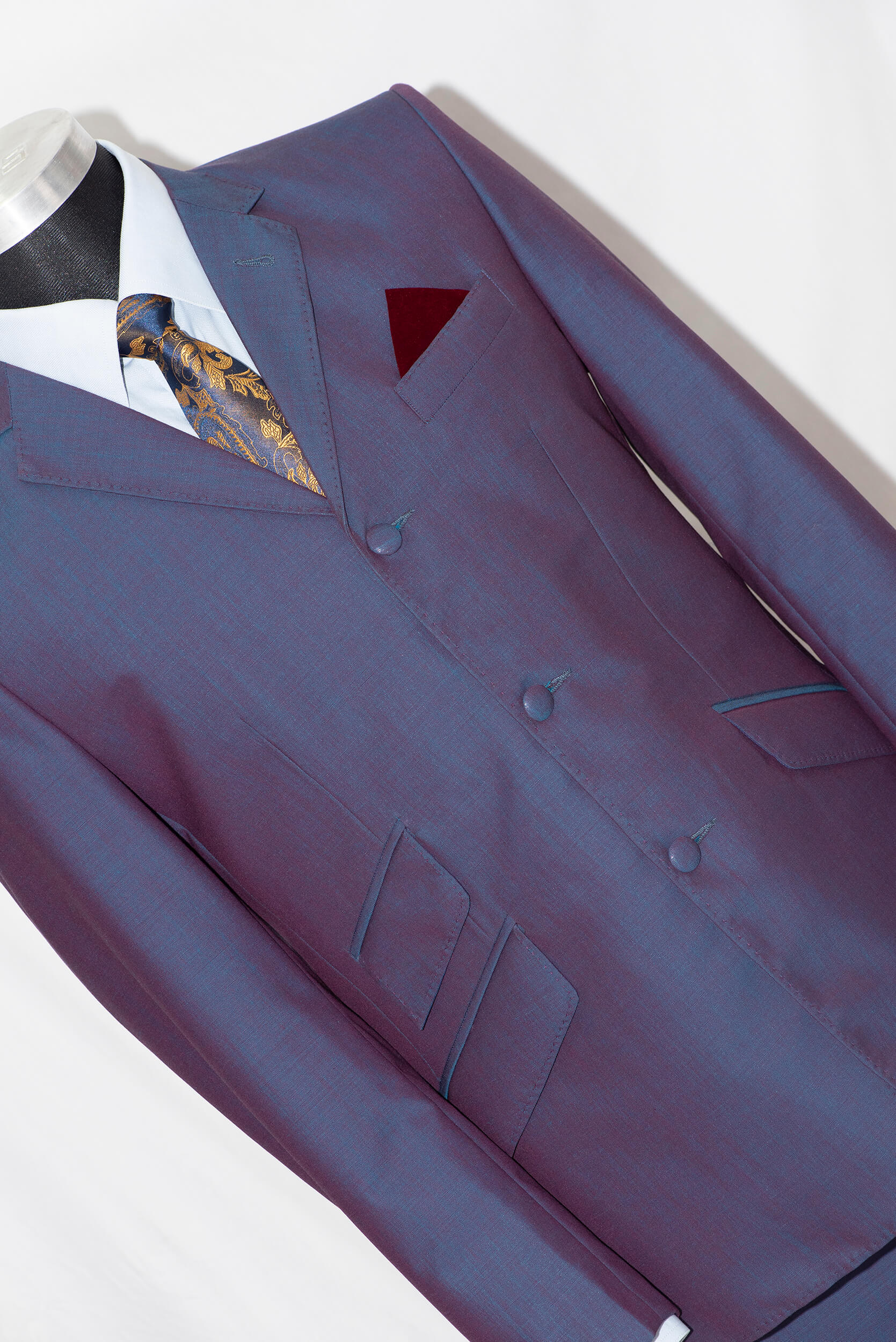 Billy Preston Wine & Blue Mohair 2 Tone Suit