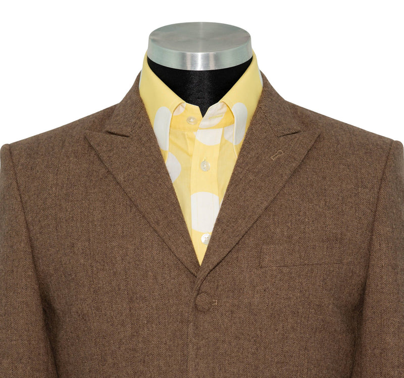 SALE Kenny Jones Tweed Brown Herringbone Winter Mod Blazer (40 Regular)